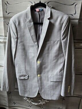 Perry Ellis Light Gray Glen Plaid Blazer